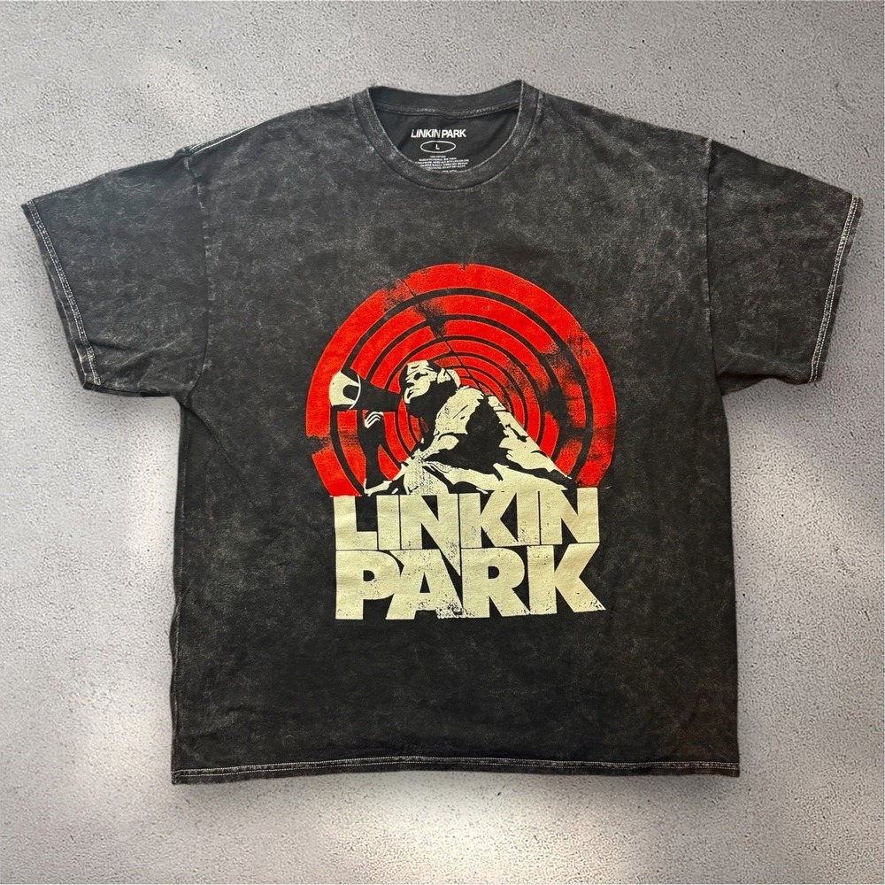 Linkin Park Live In Concert 2007 Graphic T-Shirt Mens Large Black Mineral Wash